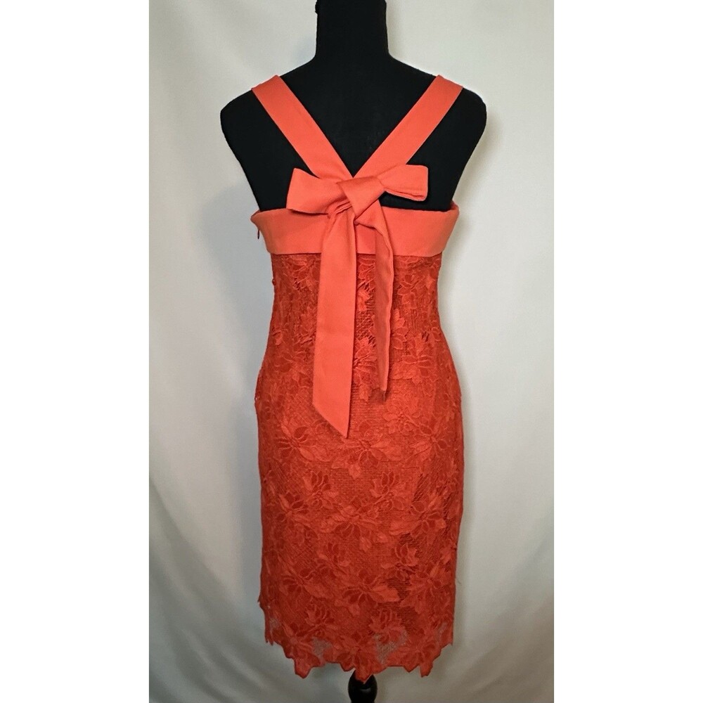 Banana Republic Lace Shift Dress Giant Bow Back Orange Red Women's SIZE 6